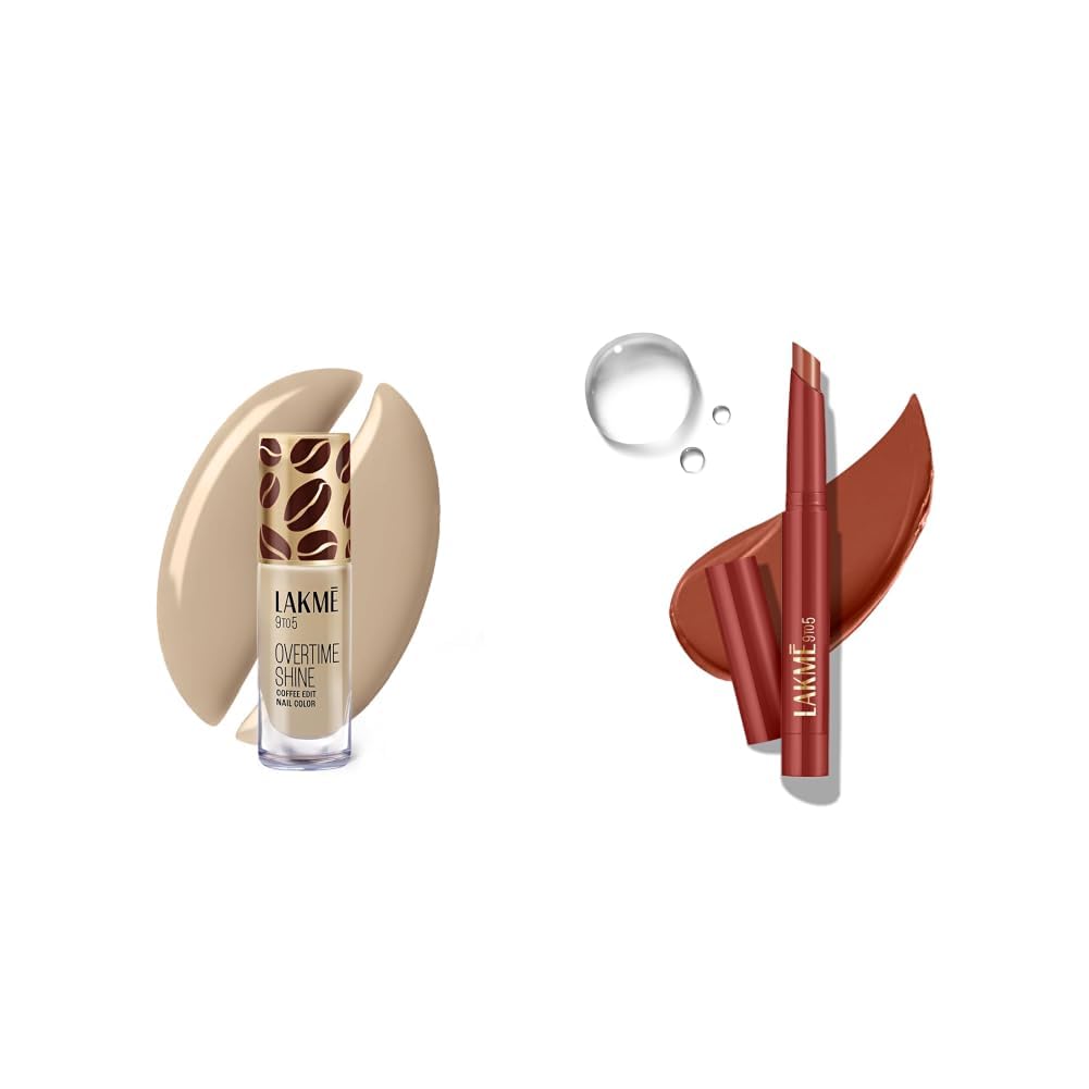 Lakme 9 to 5 Overtime Shine Nail Polish - Coffee Edit - 02 -Flat White Fantasy 6ml Lakme 9 to 5 Forever Matte Lip Crayon, Balance Brown 1.1g-picture-52