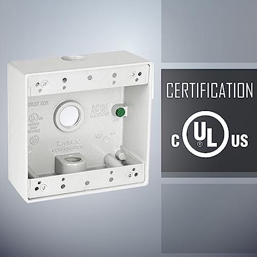 2-Gang Weatherproof Box, Three 1/2 In. Outlets, White, Bronze #TOP5