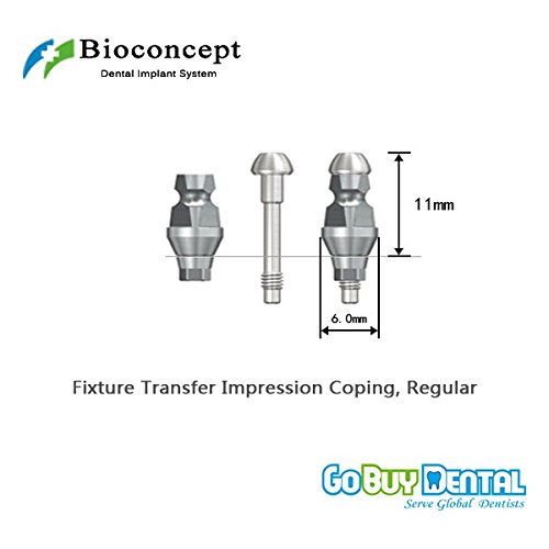 Osstem TS3（Hiossen ET3）Compatible Hex Regular Fixture Transfer Impression Coping φ6.0mm, Length 11mm for Close Tray