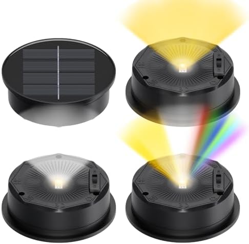 Solar Light Replacement Top, 3 Mode & 8 Colors Changing Replacement Parts for Solar Lantern (Top 3.23 Inch, Bottom 2.83 Inch), Waterproof LED Replacement Tops 4 Pack