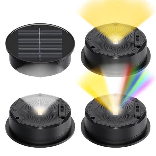 lnsyhouse Solar Light Replacement Top, 3 Mode & 8 Colors Changing Replacement Parts for Solar Lantern (Top 3.15 Inch, Bottom 2.83 Inch), Waterproof LED Replacement Tops 4 Pack