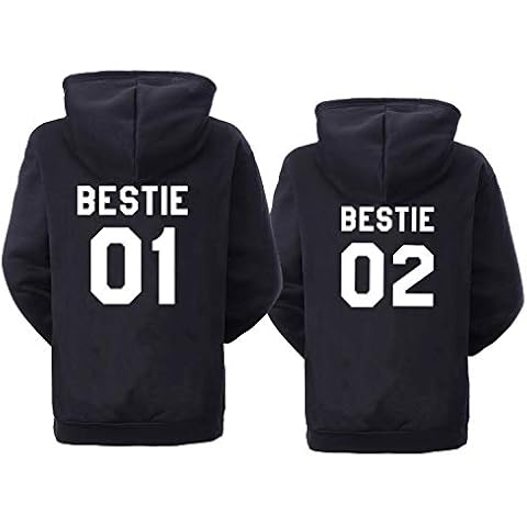 Colevkie Best Friend Hoodies Set for 2 Matching BFF Sweatshirts Pullover for Teen Girls 2 Pieces Black Cover