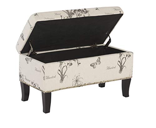 Linon Stephanie Ottoman, Botanical Linen #TOP3