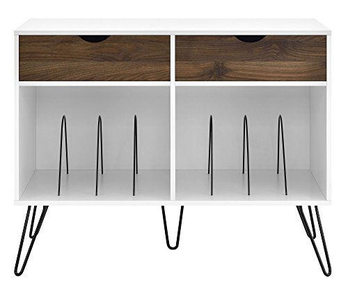Novogratz Concord Turntable Stand with Drawers, White