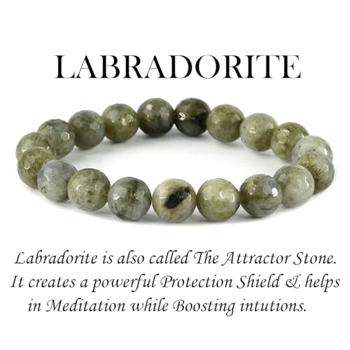 Image of Reiki Crystal Products Certified Natural Crystal Stone Diamond Cut /Faceted 10 mm Beads Bracelet for Men & Women | Reiki Charged Gemstone Jewellery | Multiple Stone Variants Available