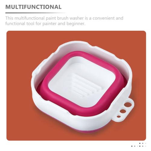 Image of ULTNICE Foldable Paint Brush Cleaner Bucket with Silicone Mixing Plate Portable Collapsible Artist Brush Washer for Beginners and Decorative Painting 4.92X3.93X3.14In