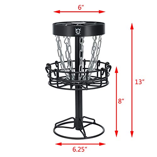 CROWN ME Mini Desktop disc Golf Basket, 9-Chain Portable Table top disc Golf