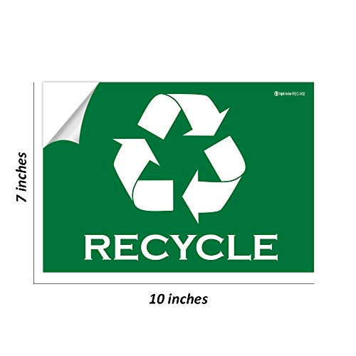 Ignixia Pack Of 02 Recycle Sign Decals Self Adhesive - Recycling Stickers Large 10 X 7 Inches Recycle Sticker For Trash Can - Recycle Labels (Green & White) #TOP1