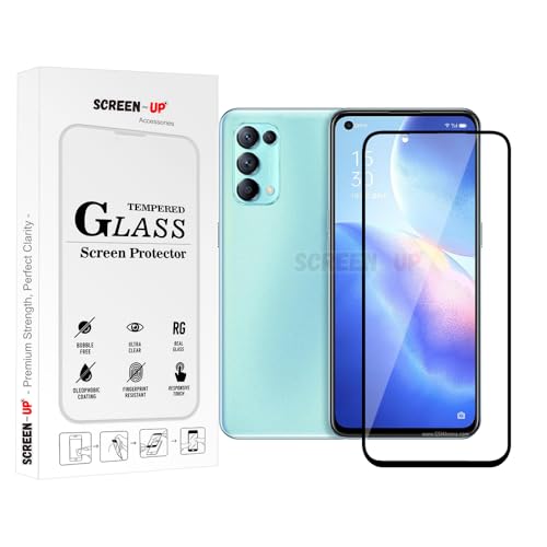 Image of ScreenUp Tempered Glass For Oppo Reno5 K - Ultra Clear, 9H Scratch Resistant, Full Coverage, Easy Install Screen Protector