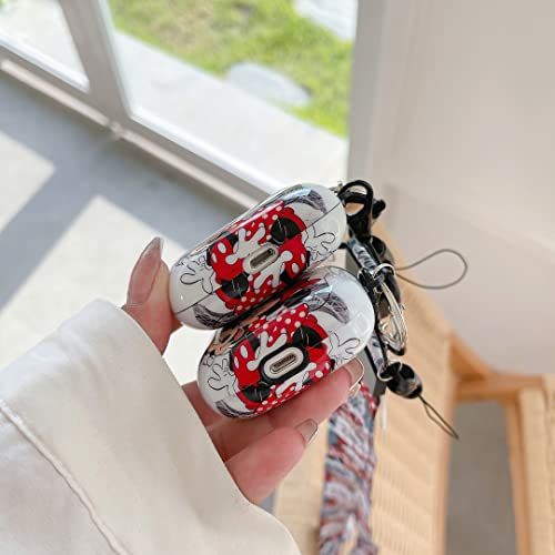 Airpods Case Fancy With Mickey And Minnie Lanyard Keychain ，Personalised Anime Kiss Designed And Unique Imd Process Tpu Soft Airpods 1&2 Case #TOP3