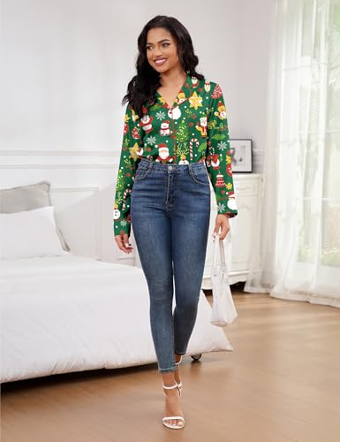 Image of SHESHOW Satin Pajamas for Women Set Long Sleeve Button Down Sleepwear 2 Piece Nightwear Women Pjs Sets Size XS-XXL