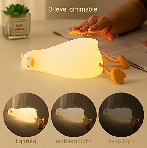 zalati LED Night Light Touch Sensor Light Rechargeable 3 Level Dimmable 30mins Timer Phone Holder - Lying Duck - Image 2