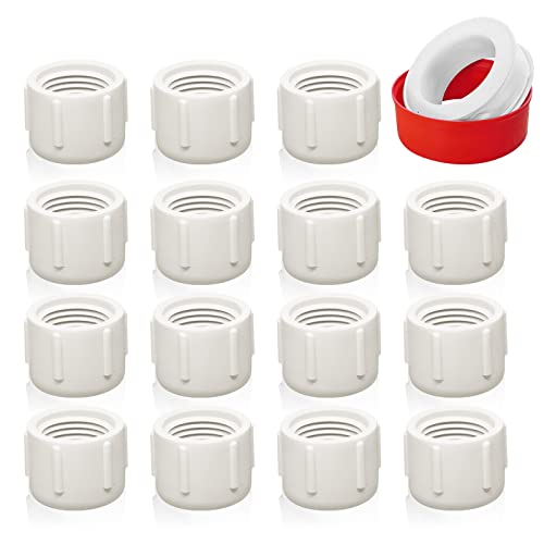 15 Pack PVC Fittings End Cap, 3/4 Inch NPT Threaded PVC Plug Adapter, Schedule 40 Furniture Grade Pipe Connector Socket For DIY Garden Shelf