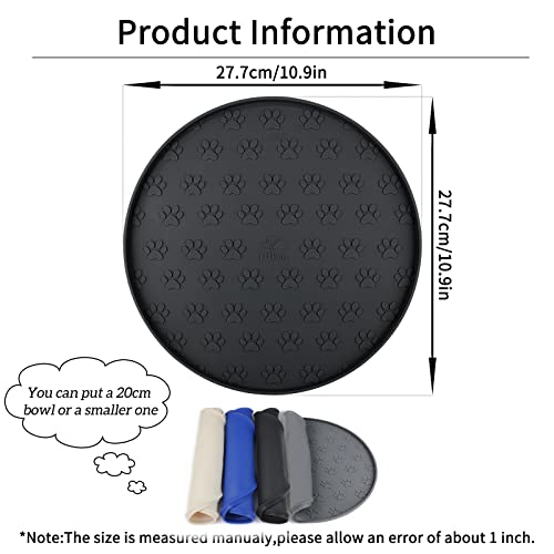 Ptlom Silicone Pet Feeding Mats For Food And Water, Foldable Pet Placemat Non-Slip Waterproof Mats For Small And Medium Cats And Dogs, Raised Edge Prevents Residue From Spilling Onto The Floor, Black #TOP1