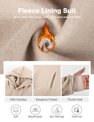 Flygo Womens Fleece 2 Piece Outfits Sweatsuit Crop Pullover Sweatshirt Joggers Pants Tracksuit Set