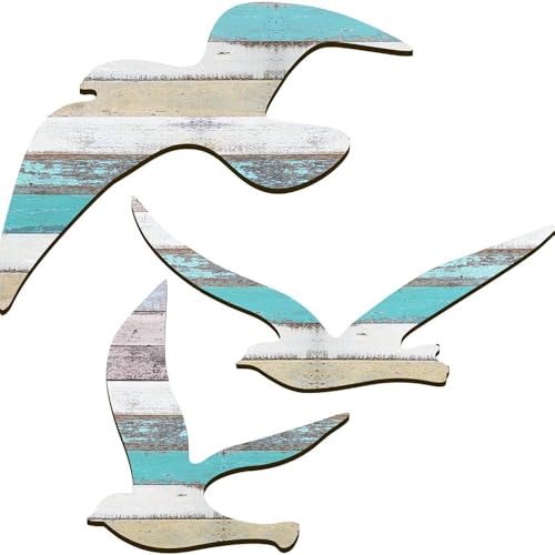 Yerleomit 3er Set Maritime Deko Möwen Strand Wanddeko Holz Möwe...