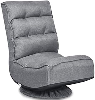 COSTWAY Folding Sofa Chair, 360 Degree Swivel 5-Position Adjustable Lazy High-Back Seater with Removable Base Cover, Home Office Living Room Study Furniture Reclining Lounge Chairs (Grey)