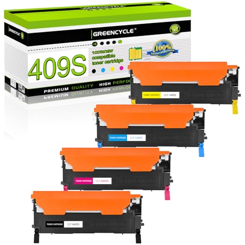greencycle 4 Packs CLT-409S CLT-K409S CLT-C409S CLT-Y409S CLT-M409S Compatible Toner Cartridge for Samsung CLP-310 CLP-310N CLP-315 CLX-3170 CLX-3175 CLX-3175FN Printer 1Black 1Cyan 1Yellow 1Magenta