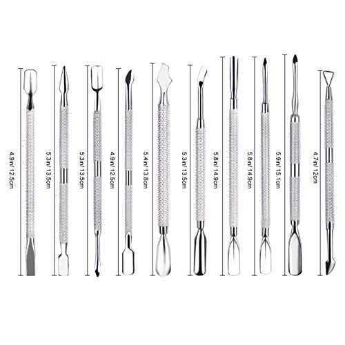 10Pcs Cuticle Pusher Remover And Cutter, Double Ended Stainless Steel Cleaner Nail Gel Polish Removal, Durable Manicure Pedicure Nail Tools For Fingernails Toenails #TOP1