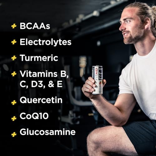 Image of FITAID Post Workout Recovery Drink, Strawberry Lemonade, BCAAs, Glucosamine, Electrolytes, All In One Can, Paleo, Vegan & Gluten-Free, 40 Calories, 12 Fl Oz (Pack of 12)