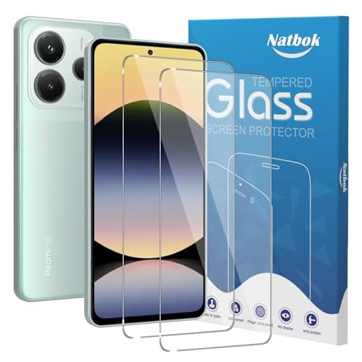 Natbok 2 Pack Compatible with Redmi Note 14 5G/Redmi Note 14 4G Screen Protector,Full Coverage 9H Tempered Glass Film,HD Clear Scratch Resistant,Bubble-Free for Xiaomi Redmi Note 14 5G Screen Protector