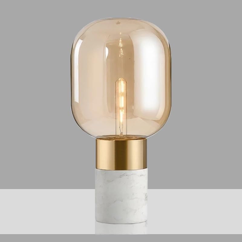 Piccola lampada da tavolo, Lampade da tavolo con filo in vetro ambrato, arte industriale Plug E27 portatile Vintage lettura luce ristorante