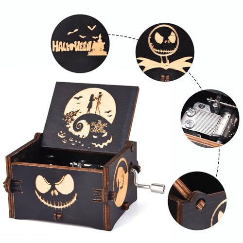 Aokely Before Christmas Music Box,Engraving Nightmare Musical Box Melody Plays This is Halloween Home Decor for Halloween Valentine's Day Christmas - image 6