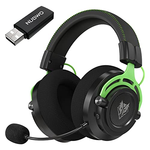 NUBWO G03 Casque de Jeu sans Fil avec Microphone pour PS5, PS4, PC, Ordinateur Portable, Ordinateur, Casque de Jeu sans Fil Bluetooth avec Micro Anti-Bruit, Son Surround, sur l'oreille (Vert)