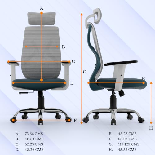 Furnivo Titan Ergonomic Office Chair, White Blue - Image 3
