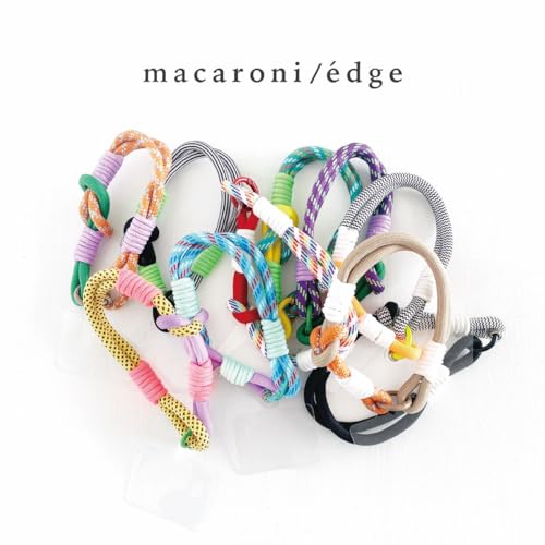 [macaroni edge] マカロニエッジ カラフルショート ロープ スマートフォンストラップ ハンドストラップ フォンストラップ タグ付き 韓国雑貨 (パープルカモ)