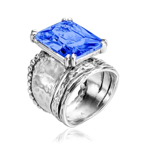 JEAN RACHEL JEWELRY 925 Sterling Silver Octagon Tanzanite CZ Ring