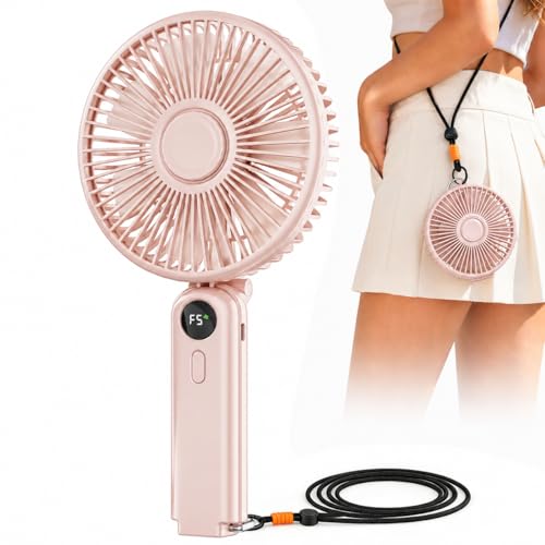 Image of Portable Handheld Fan, 10000mAh Rechargeable Personal Fan for 40H, 6-Inch Ultra Quiet Foldable Hand Fan, 5-Speed Gentle Airflow Battery Operated Fans for Travel Outdoor Lash Makeup Gifts for Women