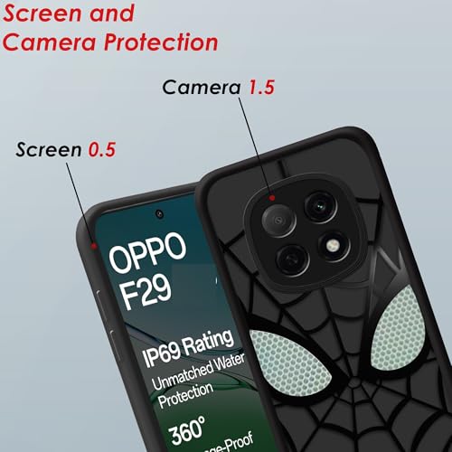 Image of Stylish Spider Back Case Cover Compatible for Oppo F29 5G | Spidey Face Mask Case | Soft Silicone | Camera & Full Body Protection | Shock Proof | (Black)