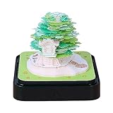 2026年立体視3Dカレンダー ライト付き 3D 美しい桜の木 キノコハウス 黄鶴楼 地球 天壇の形 カレンダー メモ帳、DIY紙彫刻アートクラフト彫刻デスクトップ装飾 (H)