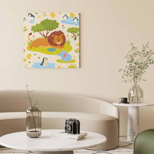 VamJump アートパネル 絵画 動物 象 トラ ペンギン ライオン ライオン インテリア 壁掛け 北欧風 子供部屋 かわいい キャンバスプリント 1:1 リビング 保育園 プレゼント ギフトトイレ 部屋に飾る絵 アート 絵 置物 雑貨 癒しグッズ 人気