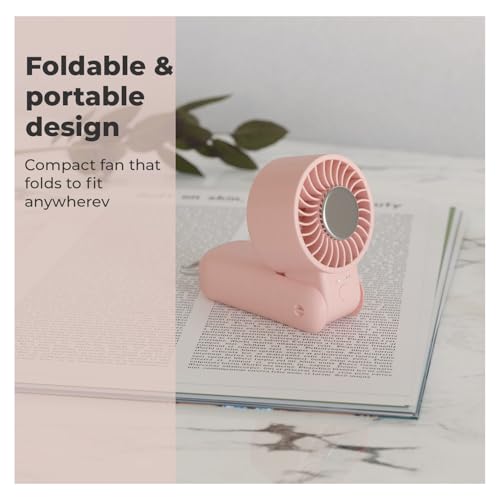 Image of Lifelong Hand Fan with Ice Touch | Portable & Foldable Rechargeable Fan with 2000mAh Battery, 5 Speed Settings,Type-C Charging, Powerful Cooling, Start with Long Press, Non-Slip Base, Travel Friendly