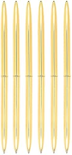 NUOLUX 6Pcs Metal Ballpoint Pen Heads Rotation Black Ink Pen for School and Office Supplies (Golden)