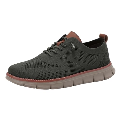 Zapatillas deportivas para caminar para hombre, ajuste ancho, cómodas, sin cordones, ligeras, con cordones, para exteriores, gimnasio, fitness, entrenamiento, trotar, verde, 42