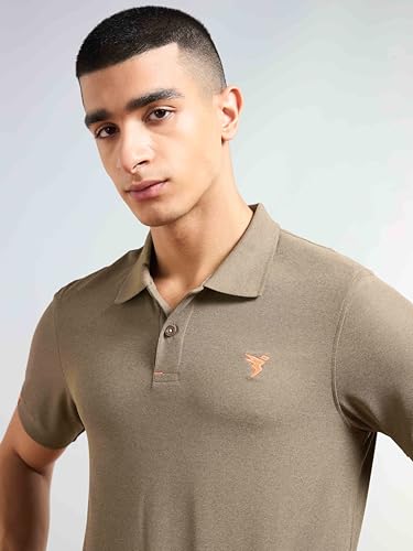Image of TECHNOSPORT Mens Slim Fit Self-Design Half Sleeve Polo T-Shirt for with Matpiq for Sports and Regular Uses