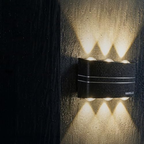 Image of Havells Brillante Outdoor Wall Washer 7W 6-Way Decorative Outdoor Light | IP65 Dust-Proof & Waterproof Outdoor Light | Colour : Warm White | Elegant 2H Wall Washer for Outdoor Spaces