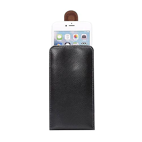 DFV mobile - Genuine Leather Holster Executive Case belt Clip Rotary 360º Magnetic Closure for Yinke Yk6701 (2021) - Black