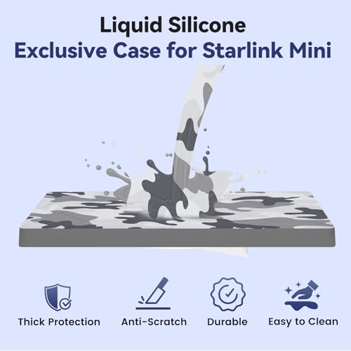 Image of Starlink Mini Protective Cover Case, Hailproof Liquid Silicone Protective Case for Starlink Mini Dish, Starlink Minis Accessories Waterproof Shockproof Portable (Camo)