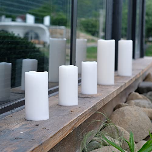 Image of NONNO&ZGF 3X 6'' Outdoor Waterproof Flameless Candles, 3 Pack, Warm White LED Resin Rainproof Pillar Battery Plastic Candle with Remote Control /Timer.