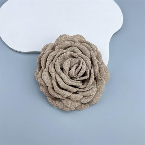 Image of Dainty Fabric Peony Flower Brooches Pin Delicate Camellia Flower Brooch Classic for Women Wedding Party Dance Banquet Elegant Lapel Pins Dress Suit Ceremony Clothes Accessories Jewelry Gifts 100mm