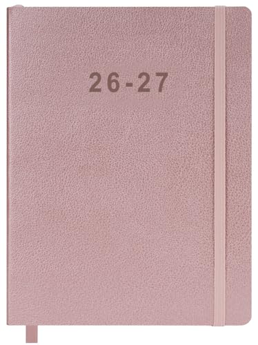 26-27 Academic Planner - Weekly and Monthly Planner, Jul 2026 - Jun 2027, Vegan Leather Cover, Elastic Closure, 8.5"x11", Rose Gold