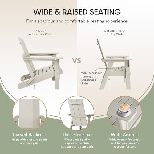 WestinTrends Ashore Outdoor Patio HDPE Plastic Modern Adirondack Dining Chair Sand