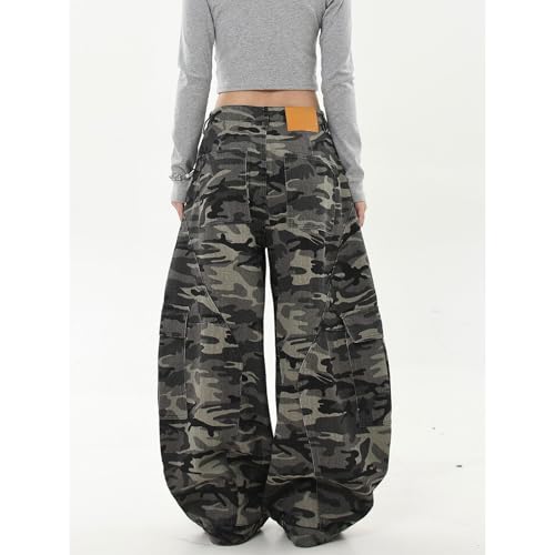 High Waist Wide Leg Camo Cargo Pants Multi Pockets Y2K Baggy Fit Streetwear Casual Trendy Loose Trousers3