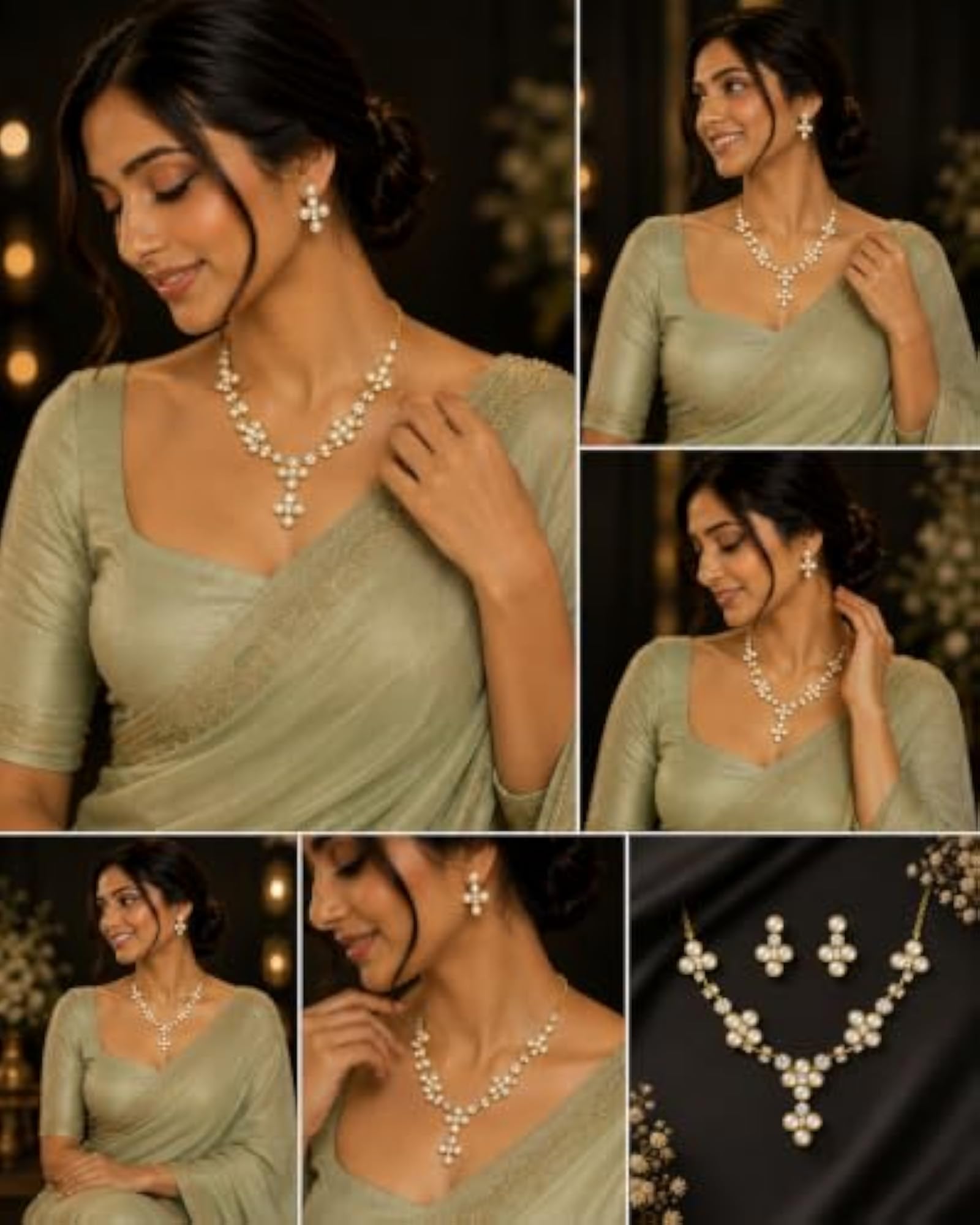 Women's Gold-Toned Floral Necklace Set, Party & Wedding