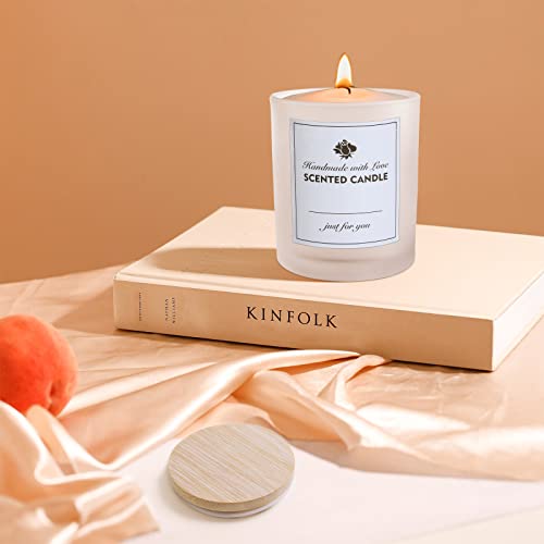Image of CONNOO 12Pack 10 oz Frosted Glass Candle Jars with Bamboo Lids for Making Candles Empty Candle Tins with Wooden Lids, Bulk Clean Candle Containers - Dishwasher Safe
