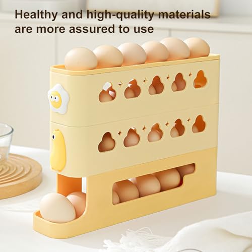 Contenedor de huevos de desplazamiento lateral, bandeja organizadora reutilizable de 3 niveles 5